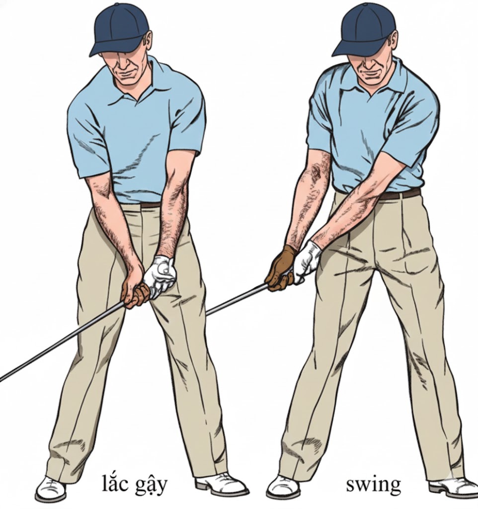 Lắc gậy trước khi thực hiện backswing
