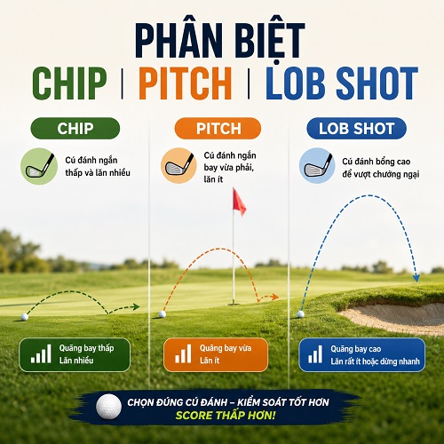 Phân biệt cú chip short - pitch - lob